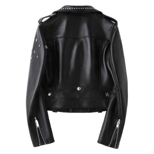 Women’s Black Biker Celebrity Style Leather Jacket 2