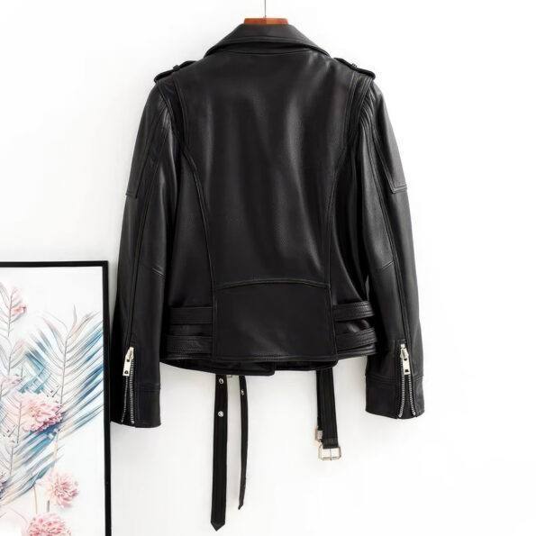 Women’s Black Biker Riding Leather Jacket 2