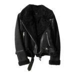 Women’s Black Shearling Faux Fur Leather Jacket 1